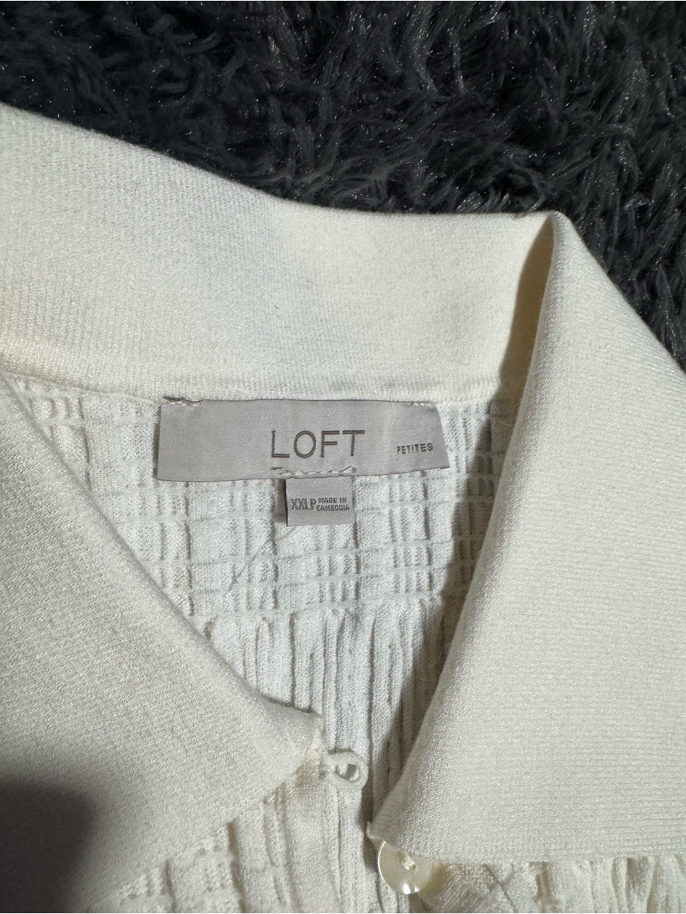 LOFT Cream Collared Ruffle-Hem Button Cardigan - Picture 2 of 5